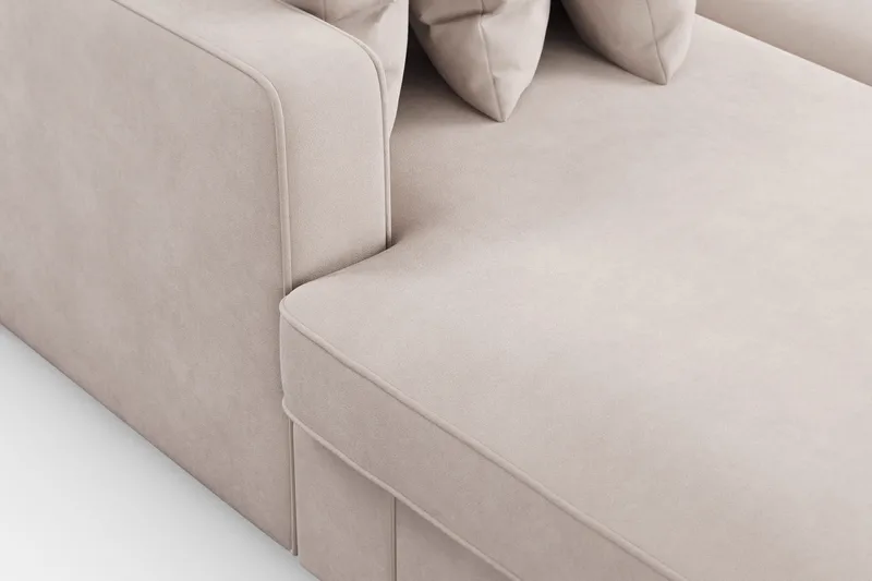 Rossita 5-sits Högervänd U-formad Djup Soffa med Divan och Schäslong i Sammet - Beige - Möbler - Vardagsrum - Soffor - Sammetssoffor