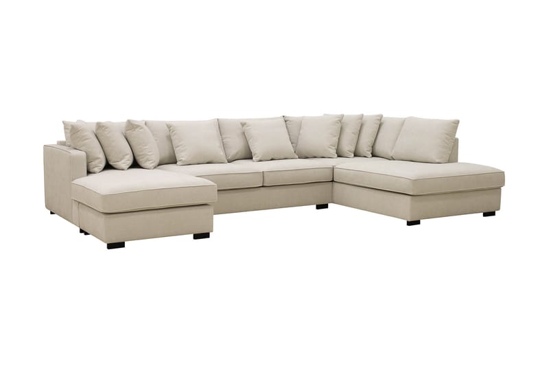 Rossita 5-sits Högervänd U-formad Djup Soffa med Divan och Schäslong i Tyg - Beige - Möbler - Vardagsrum - Soffor - U-soffor