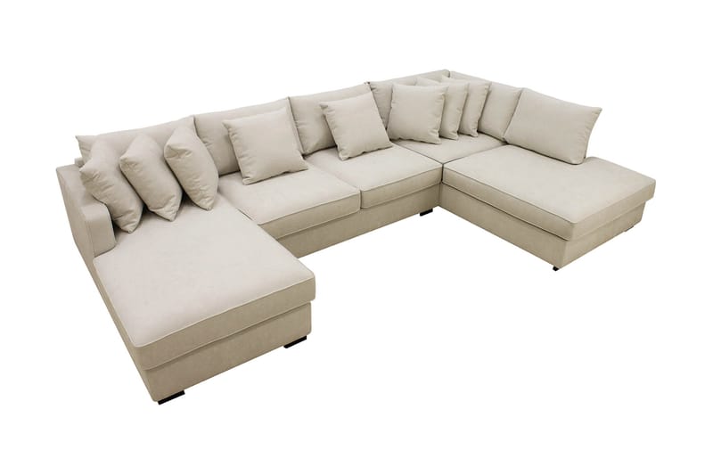 Rossita 5-sits Högervänd U-formad Djup Soffa med Divan och Schäslong i Tyg - Beige - Möbler - Vardagsrum - Soffor - U-soffor