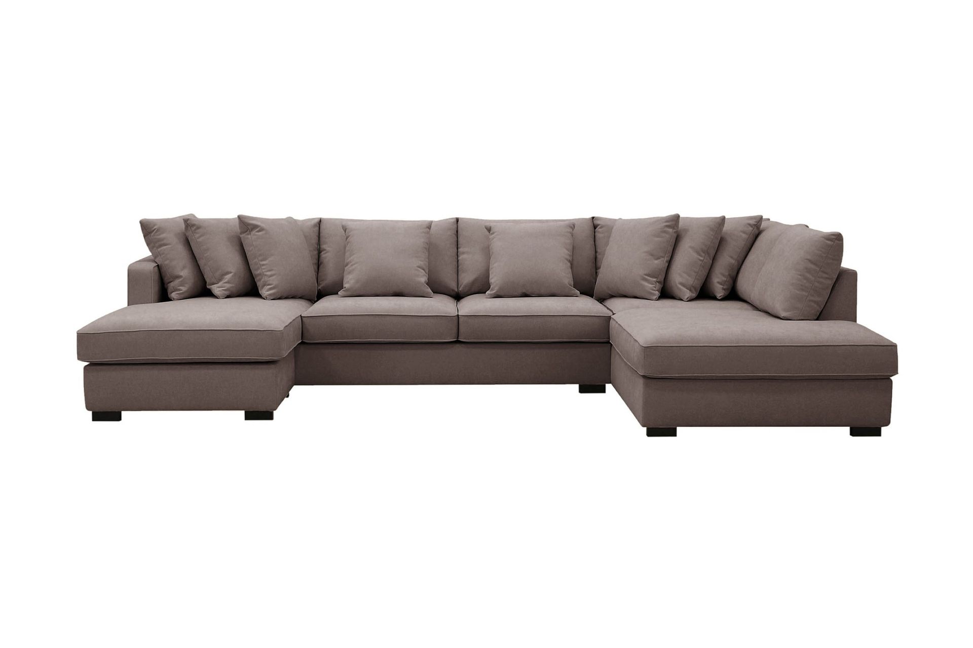 Rossita 5-sits H&ouml;gerv&auml;nd U-formad Djup Soffa med Divan och Sch&auml;slong i Tyg - Brun