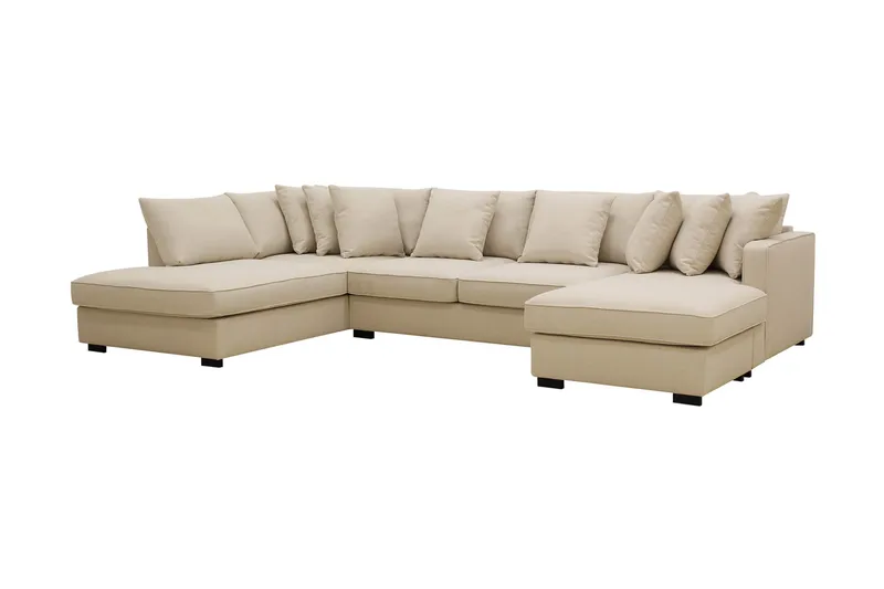 Rossita 5-sits Vänstervänd U-formad Djup Soffa med Divan och Schäslong i Bouclé - Beige - Möbler - Vardagsrum - Soffor - U-soffor