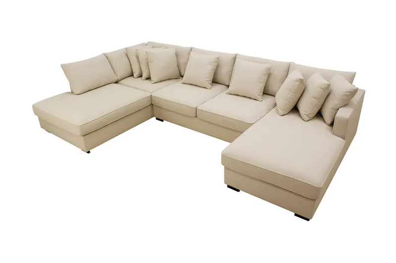 Rossita 5-sits Vänstervänd U-formad Djup Soffa med Divan och Schäslong i Bouclé - Beige - Möbler - Vardagsrum - Soffor - U-soffor