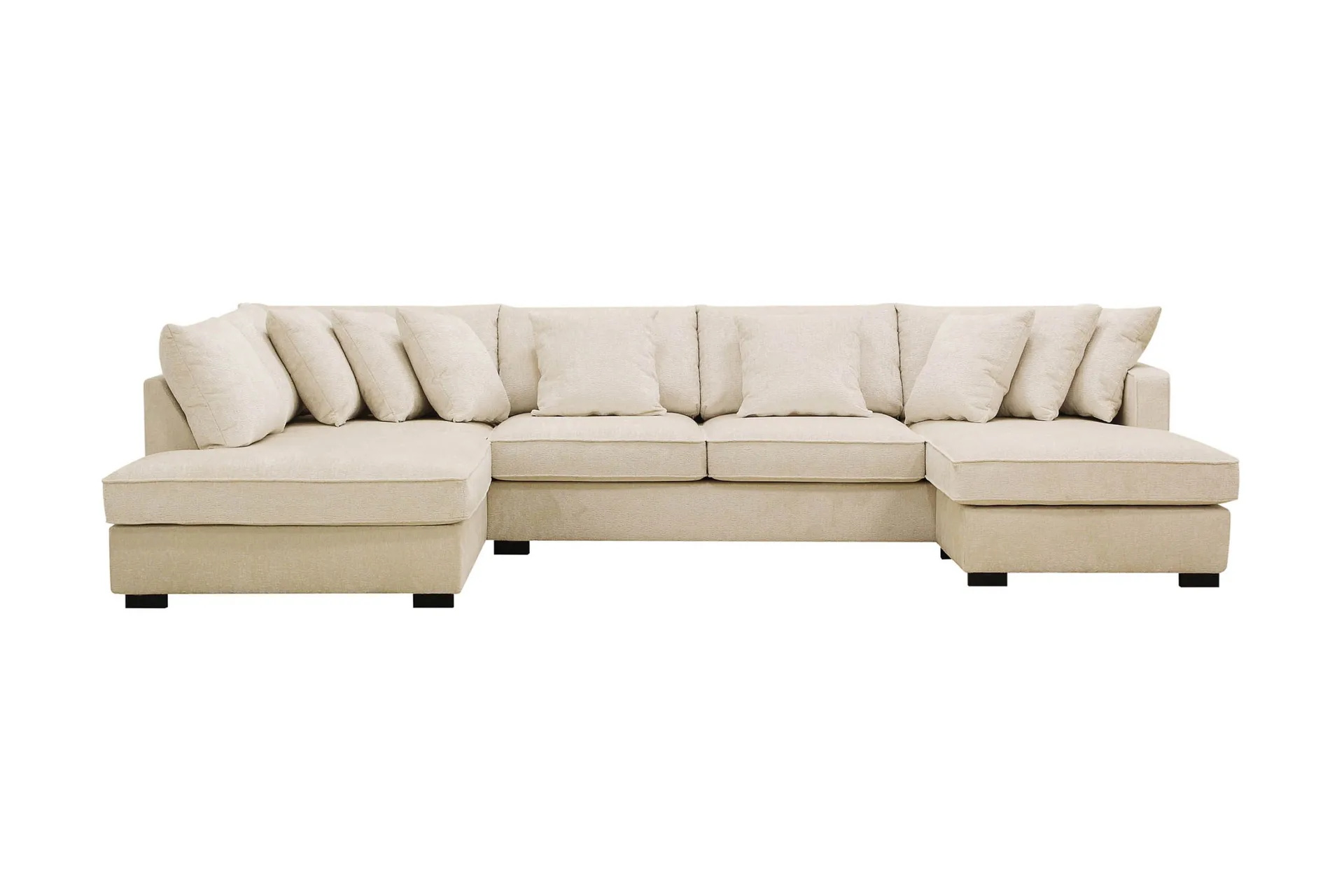 rossita 5-sits vänstervänd u-formad djup soffa med divan och schäslong i chenille - beige