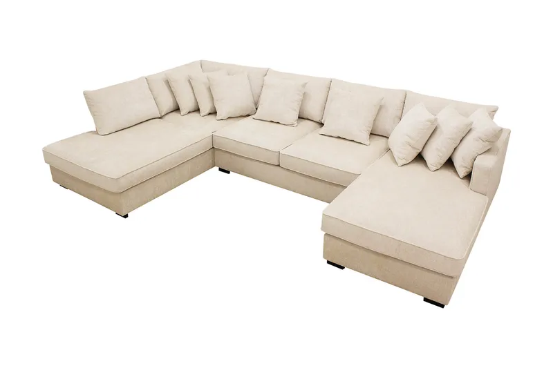 Rossita 5-sits Vänstervänd U-formad Djup Soffa med Divan och Schäslong i Chenille - Beige - Möbler - Vardagsrum - Soffor - U-soffor
