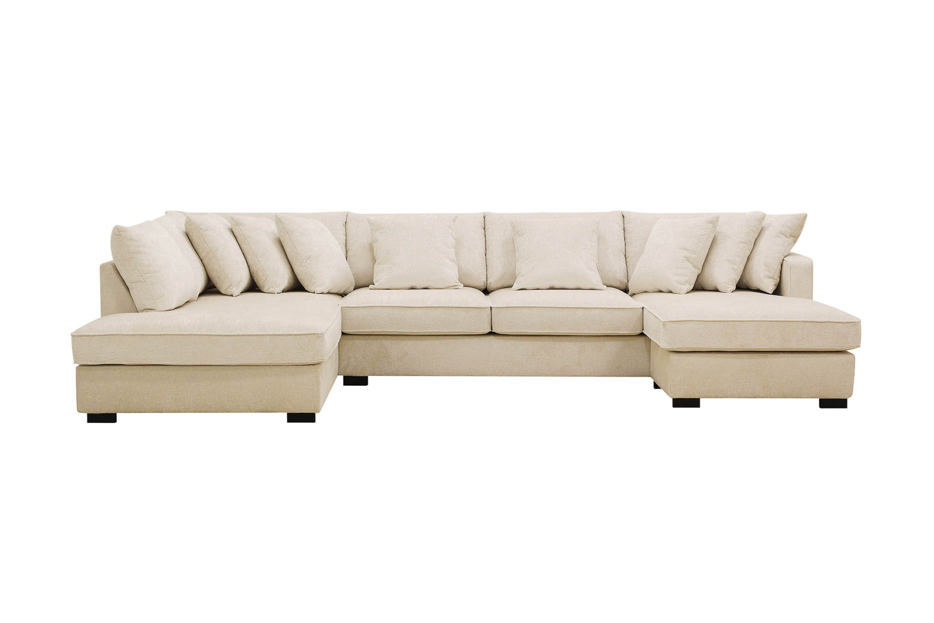 rossita 5-sits vänstervänd u-formad djup soffa med divan och schäslong i chenille - beige