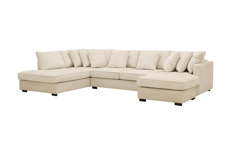 Rossita 5-sits Vänstervänd U-formad Djup Soffa med Divan och Schäslong i Chenille - Beige - Möbler - Vardagsrum - Soffor - U-soffor
