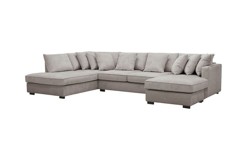 Rossita 5-sits Vänstervänd U-formad Djup Soffa med Divan och Schäslong i Chenille - Grå / Brun - Möbler - Vardagsrum - Soffor - U-soffor