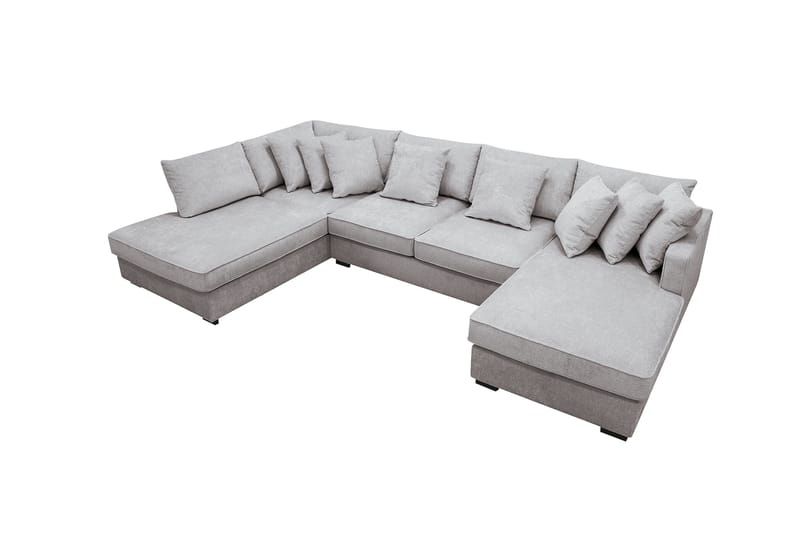 Rossita 5-sits Vänstervänd U-formad Djup Soffa med Divan och Schäslong i Chenille - Grå / Brun - Möbler - Vardagsrum - Soffor - U-soffor
