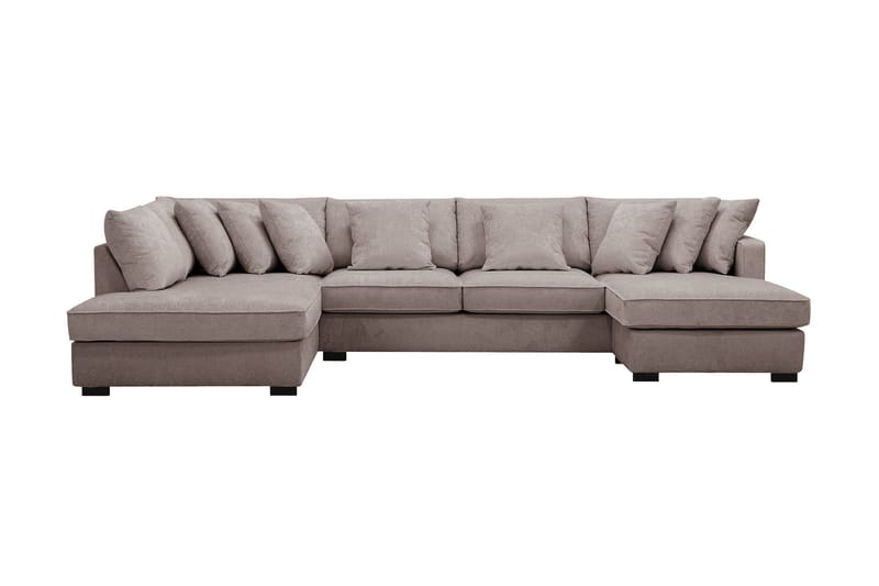 Rossita 5-sits Vänstervänd U-formad Djup Soffa med Divan och Schäslong i Chenille - Grå / Brun - Möbler - Vardagsrum - Soffor - U-soffor