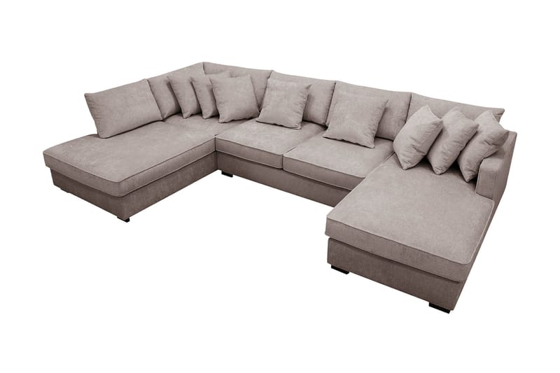 Rossita 5-sits Vänstervänd U-formad Djup Soffa med Divan och Schäslong i Chenille - Grå / Brun - Möbler - Vardagsrum - Soffor - U-soffor