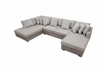 Rossita 5-sits Vänstervänd U-formad Djup Soffa med Divan och Schäslong i Chenille - Grå / Brun - Möbler - Vardagsrum - Soffor - U-soffor