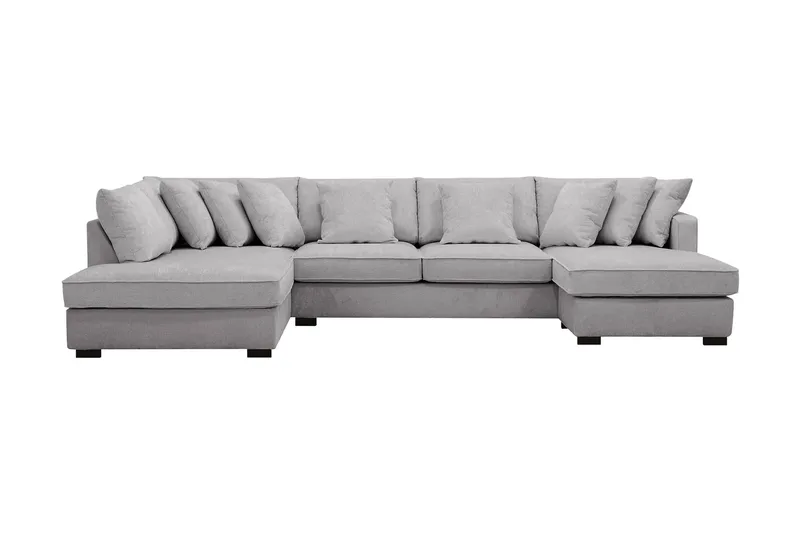 Rossita 5-sits Vänstervänd U-formad Djup Soffa med Divan och Schäslong i Chenille, Grå