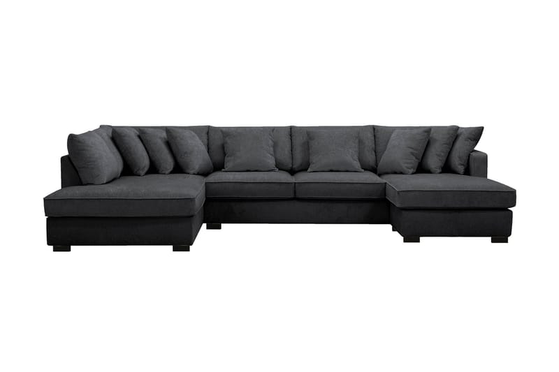 Rossita 5-sits Vänstervänd U-formad Djup Soffa med Divan och Schäslong i Chenille - Svart - Möbler - Vardagsrum - Soffor - U-soffor