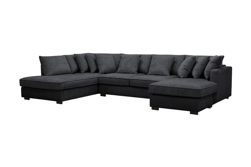 Rossita 5-sits Vänstervänd U-formad Djup Soffa med Divan och Schäslong i Chenille - Svart - Möbler - Vardagsrum - Soffor - U-soffor