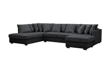Rossita 5-sits Vänstervänd U-formad Djup Soffa med Divan och Schäslong i Chenille - Trenza 01, Svart Chenille - Möbler - Vardagsrum - Soffor - U-soffor