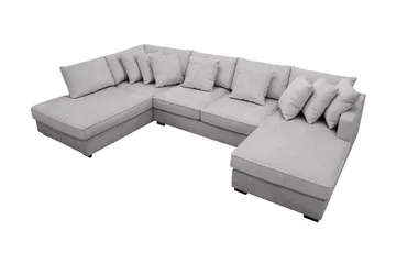 Rossita 5-sits Vänstervänd U-formad Djup Soffa med Divan och Schäslong i Chenille - Trenza 03, Grå Chenille - Möbler - Vardagsrum - Soffor - U-soffor