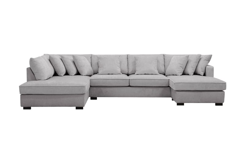 Rossita 5-sits Vänstervänd U-formad Djup Soffa med Divan och Schäslong i Chenille, Trenza 03, Grå Chenille