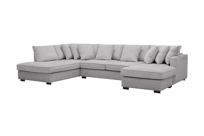 Rossita 5-sits Vänstervänd U-formad Djup Soffa med Divan och Schäslong i Chenille - Trenza 03, Grå Chenille - Möbler - Vardagsrum - Soffor - U-soffor