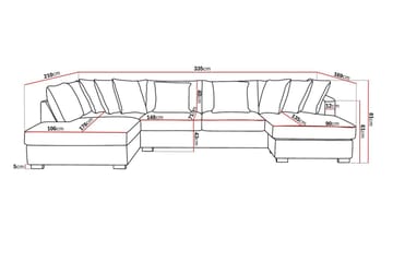 Rossita 5-sits Vänstervänd U-formad Djup Soffa med Divan och Schäslong i Chenille - Trenza 03, Grå Chenille - Möbler - Vardagsrum - Soffor - U-soffor