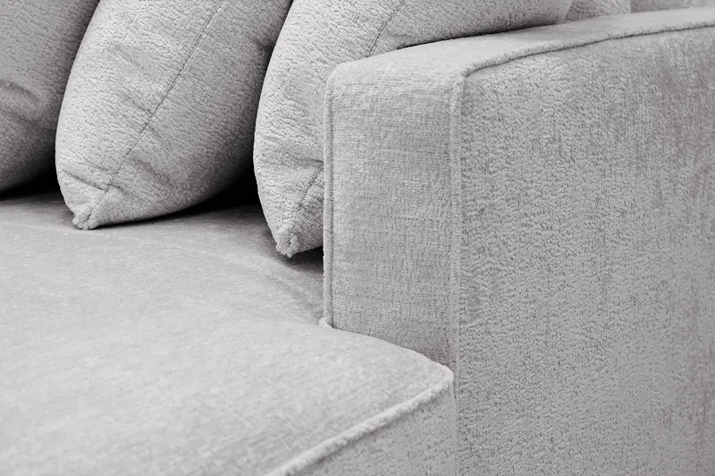 Rossita 5-sits Vänstervänd U-formad Djup Soffa med Divan och Schäslong i Chenille - Trenza 03, Grå Chenille - Möbler - Vardagsrum - Soffor - U-soffor