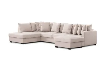Rossita 5-sits Vänstervänd U-formad Djup Soffa med Divan och Schäslong i Sammet - Beige - Möbler - Vardagsrum - Soffor - Sammetssoffor