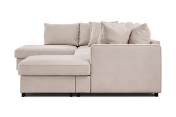 Rossita 5-sits Vänstervänd U-formad Djup Soffa med Divan och Schäslong i Sammet - Beige - Möbler - Vardagsrum - Soffor - Sammetssoffor