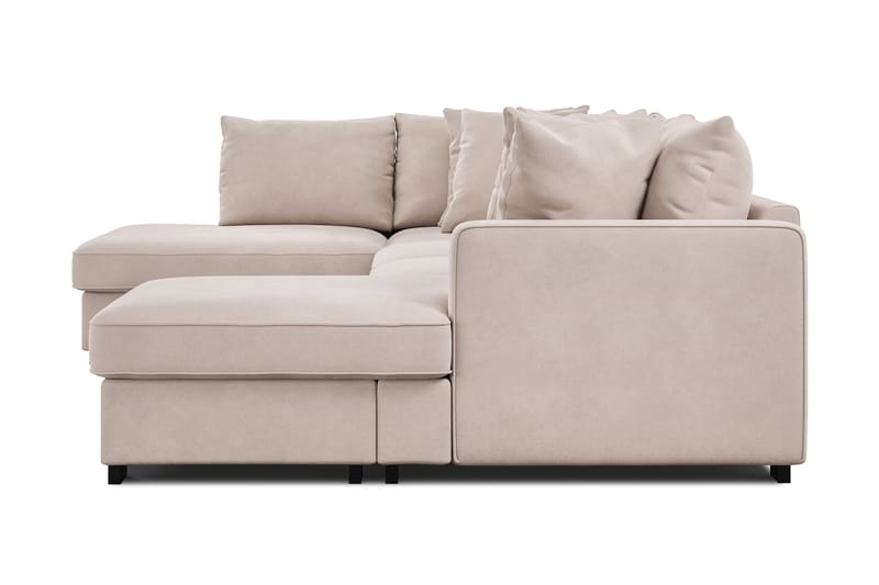 Rossita 5-sits Vänstervänd U-formad Djup Soffa med Divan och Schäslong i Sammet - Beige - Möbler - Vardagsrum - Soffor - Sammetssoffor