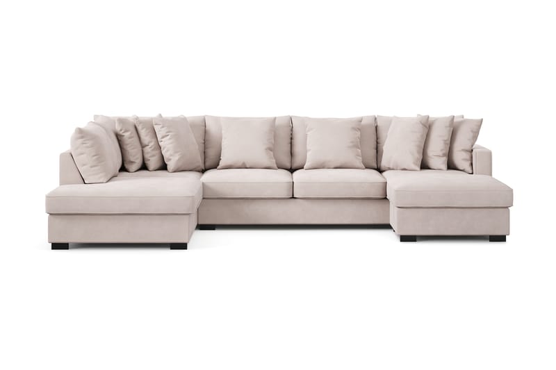 Rossita 5-sits Vänstervänd U-formad Djup Soffa med Divan och Schäslong i Sammet - Beige - Möbler - Vardagsrum - Soffor - Sammetssoffor