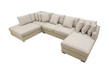 Rossita 5-sits Vänstervänd U-formad Djup Soffa med Divan och Schäslong i Tyg - Beige - Möbler - Vardagsrum - Soffor - U-soffor