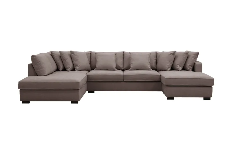 Rossita 5-sits Vänstervänd U-formad Djup Soffa med Divan och Schäslong i Tyg - Brun - Möbler - Vardagsrum - Soffor - U-soffor
