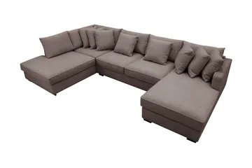 Rossita 5-sits Vänstervänd U-formad Djup Soffa med Divan och Schäslong i Tyg - Brun - Möbler - Vardagsrum - Soffor - U-soffor