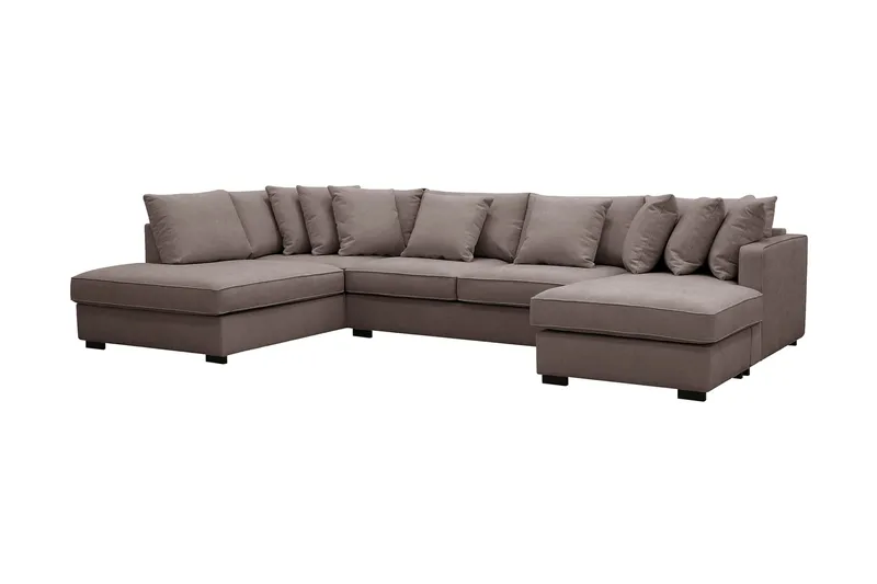 Rossita 5-sits Vänstervänd U-formad Djup Soffa med Divan och Schäslong i Tyg - Brun - Möbler - Vardagsrum - Soffor - U-soffor