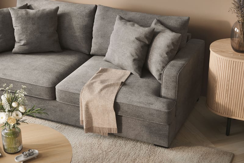 Rossita Djup 3-sits soffa i chenille - Ljus Grå - Möbler - Vardagsrum - Soffor - 3-sits soffor
