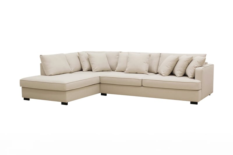 Rossita Djup 4-sits Bouclé L Soffa med Schäslong Vänster - Ljus Beige - Möbler - Vardagsrum - Soffor - Divansoffa & schäslong