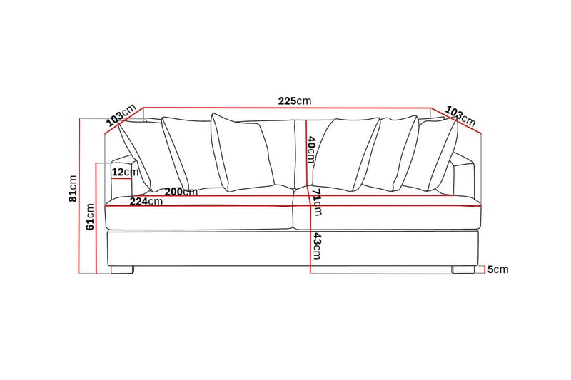 Rossita Djup 4-sits soffa i chenille - Ljus Grå - Möbler - Vardagsrum - Soffor - 4-sits soffor