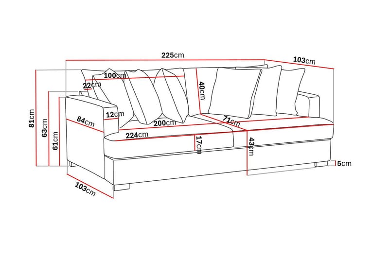 Rossita Djup 4-sits soffa i chenille - Ljus Grå - Möbler - Vardagsrum - Soffor - 4-sits soffor