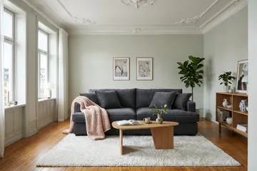 Rossita Lyx 2,5-sits Extra djup Soffa i Chenille - Trenza 01, Svart Chenille - Möbler - Vardagsrum - Soffor - 3-sits soffor