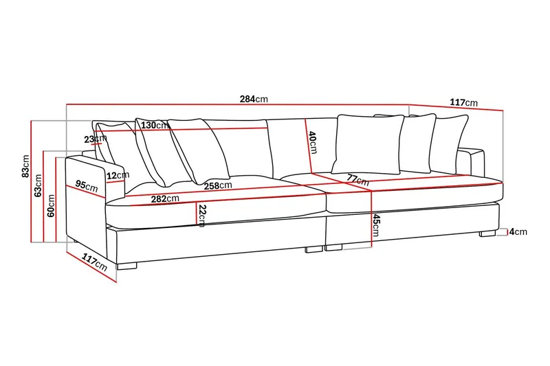 Rossita Lyx 4-sits Extra djup Soffa i Chenille - Grå / Beige - Möbler - Vardagsrum - Soffor - 4-sits soffor