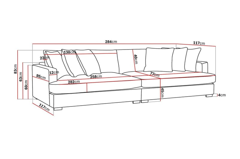 Rossita Lyx 4-sits Extra djup Soffa i Chenille - Grå - Möbler - Vardagsrum - Soffor - 4-sits soffor