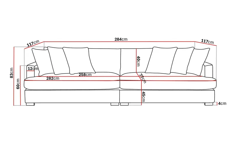 Rossita Lyx 4-sits Extra djup Soffa i Chenille - Grå - Möbler - Vardagsrum - Soffor - 4-sits soffor