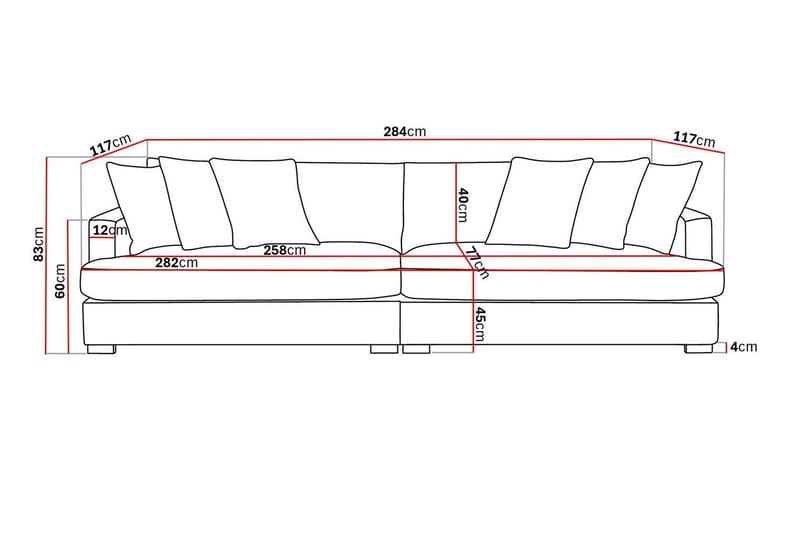 Rossita Lyx 4-sits Extra djup Soffa i Chenille - Ljusgrå - Möbler - Vardagsrum - Soffor - 4-sits soffor