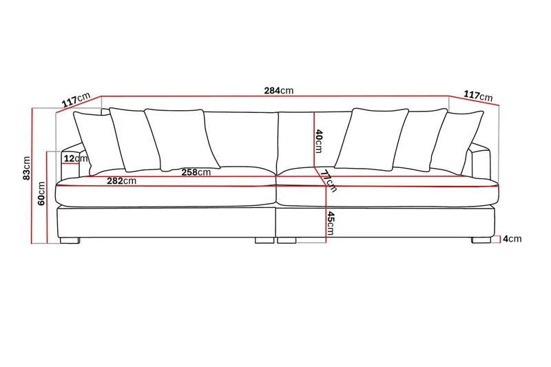 Rossita Lyx 4-sits Extra djup Soffa i Manchester - Mörkgrön - Möbler - Vardagsrum - Soffor - 4-sits soffor