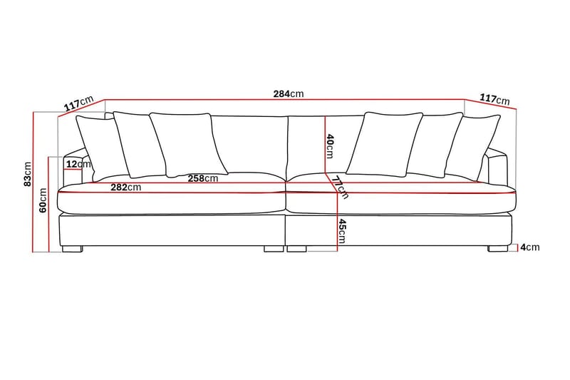 Rossita Lyx 4-sits Extra djup Soffa i Tyg - Beige - Möbler - Vardagsrum - Soffor - 4-sits soffor