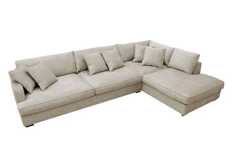 Rossita Lyx 4-sits Extra djup Soffa med Schäslong Höger - Beige Chenille - Möbler - Vardagsrum - Soffor - Sammetssoffor