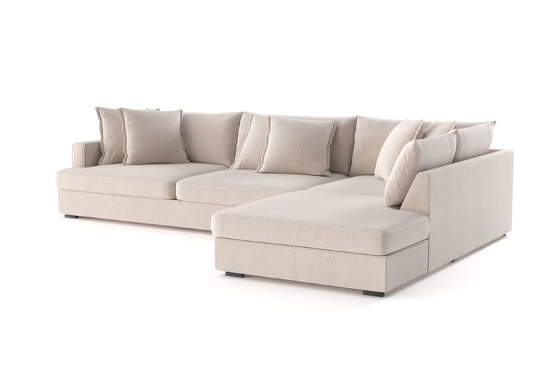 Rossita Lyx 4-sits Extra djup Soffa med Schäslong Höger - Beige Chenille - Möbler - Vardagsrum - Soffor - Sammetssoffor