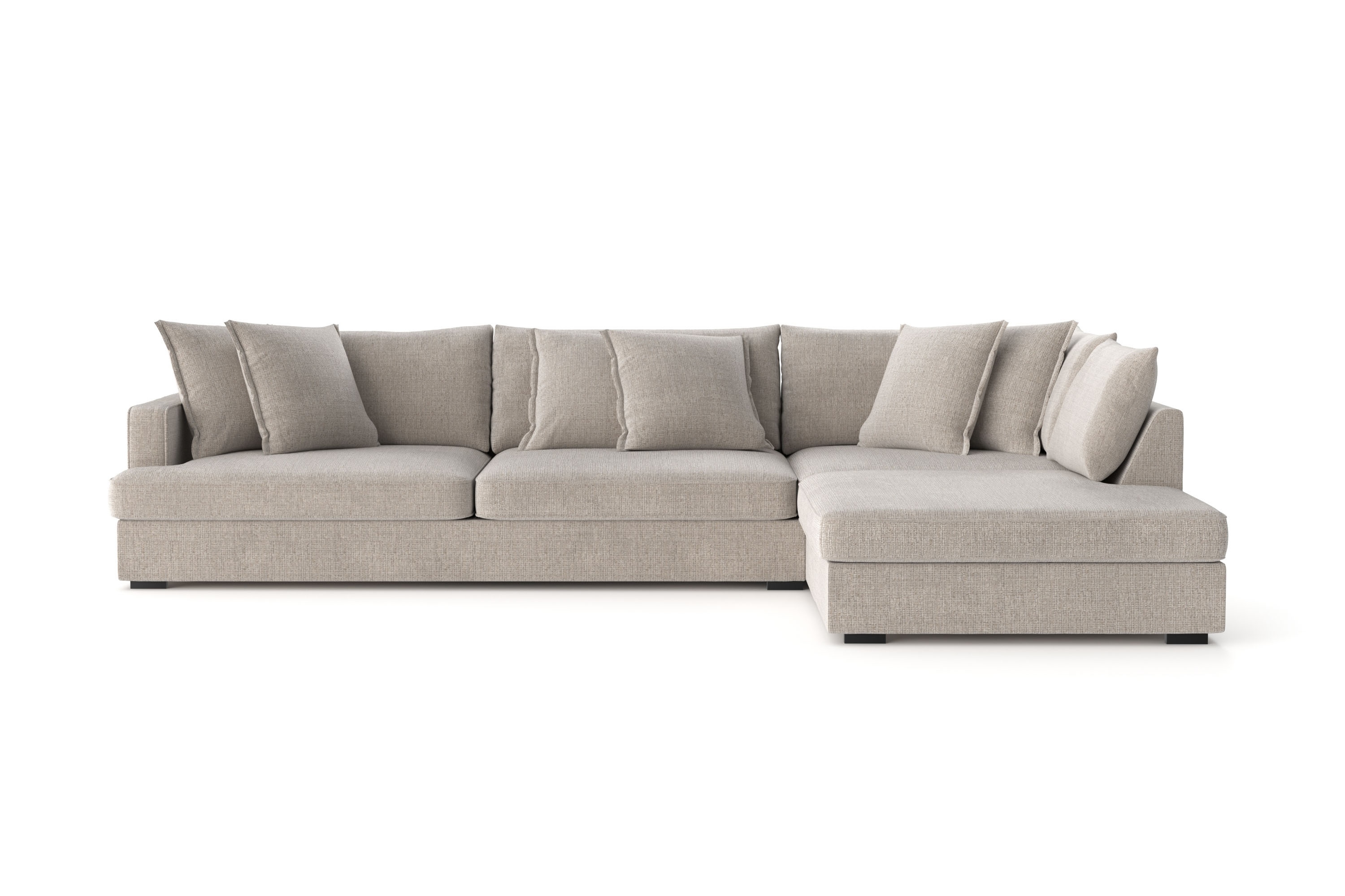 rossita lyx 4-sits extra djup soffa med schäslong höger - beige chenille