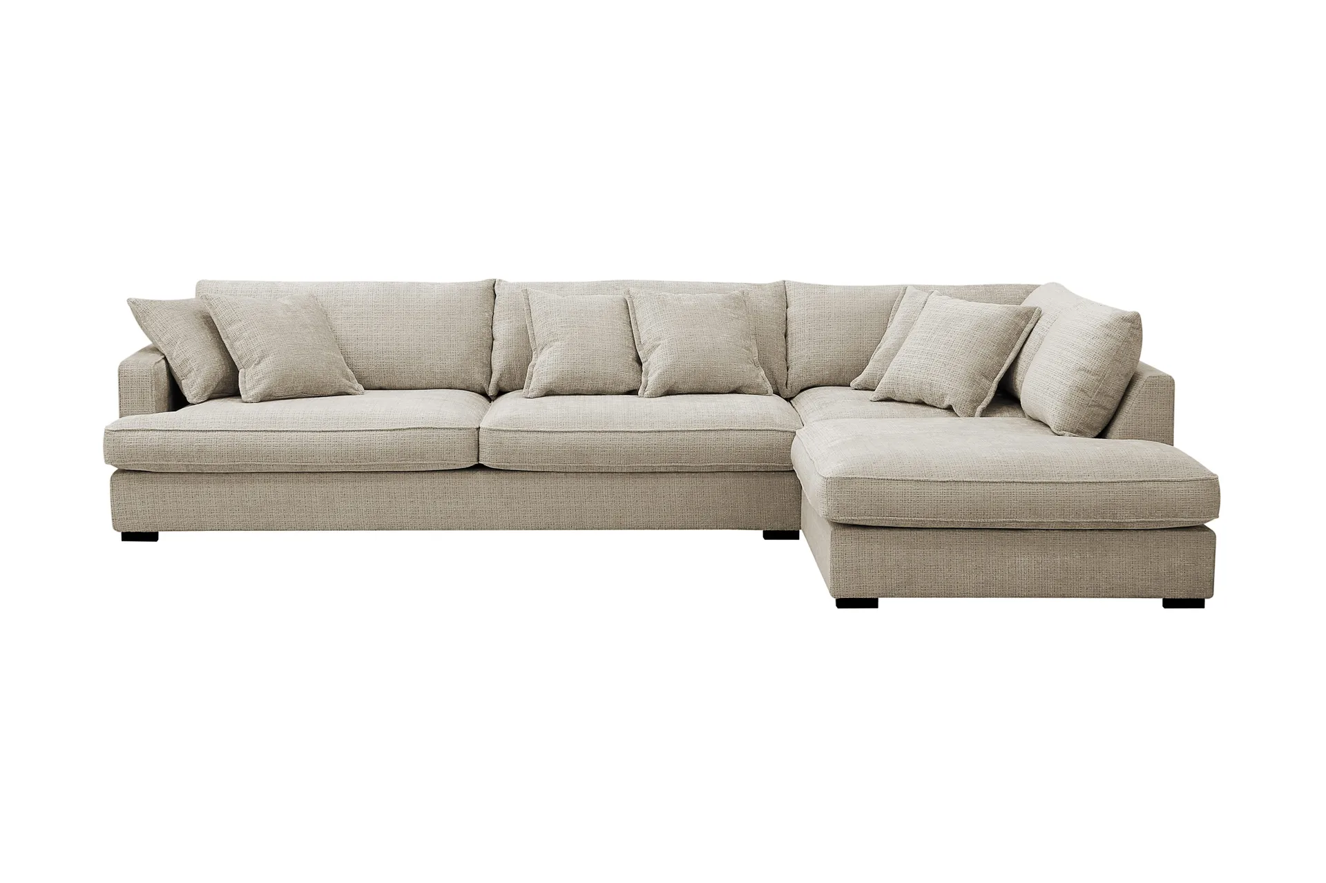 rossita lyx 4-sits extra djup soffa med schäslong höger - beige chenille