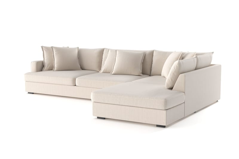 Rossita Lyx 4-sits Extra djup Soffa med Schäslong Höger - Beige Manchester - Möbler - Vardagsrum - Soffor - Sammetssoffor