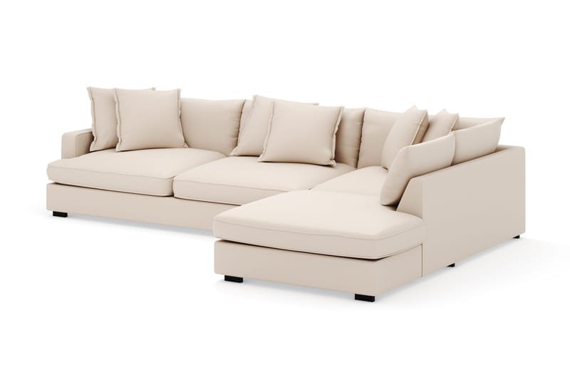 Rossita Lyx 4-sits Extra djup Soffa med Schäslong Höger - Beige Manchester - Möbler - Vardagsrum - Soffor - Sammetssoffor