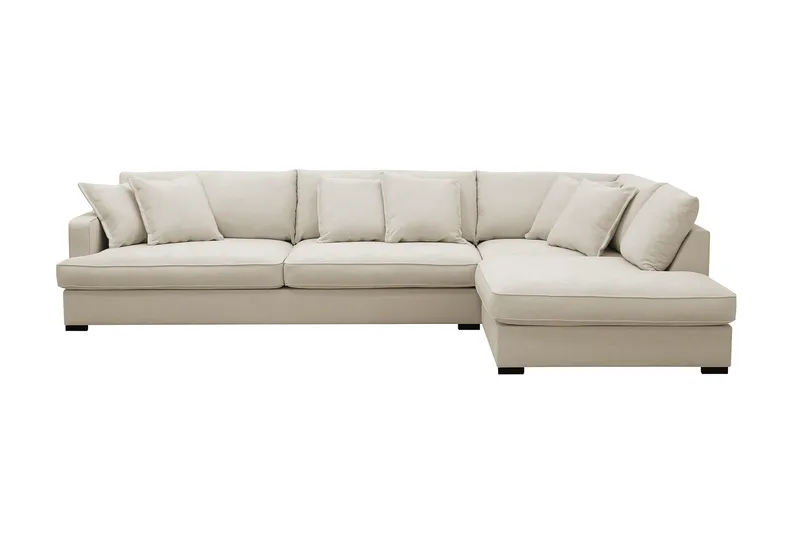 Rossita Lyx 4-sits Extra djup Soffa med Schäslong Höger, Beige Tyg